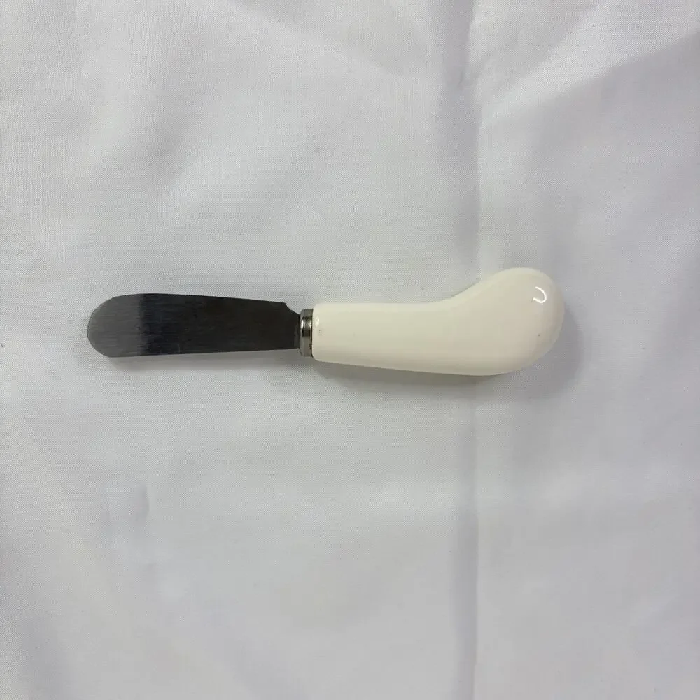 Knobler Stainless Japan Spreader With White Ceramic Handle, vintage, kitchen